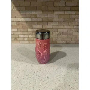 Disney Pink‎ Rhinestone Rose Belle Beauty & the Beast Glass Travel Water Bottle